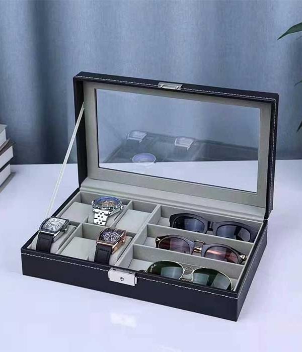 باکس نگهدارنده ساعت و عینک چرمی