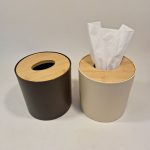 جا دستمال استوانه ای رویه چوبی بامبو