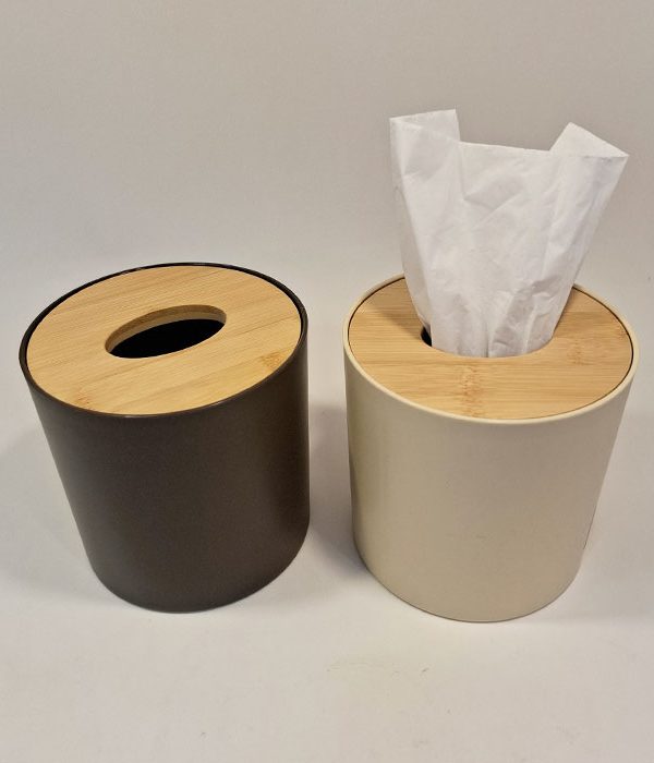 جا دستمال استوانه ای رویه چوبی بامبو