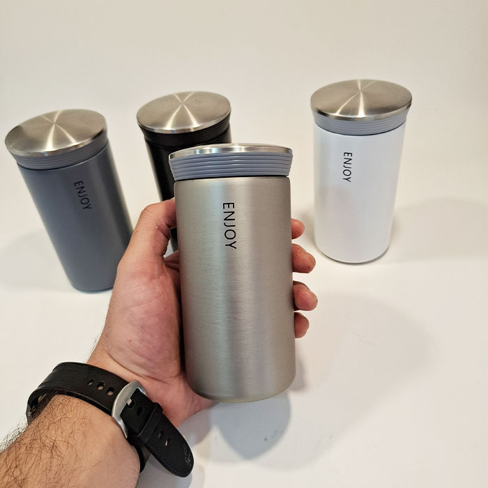 Enjoy-Travel-Mug,-Minimalist-2 تراول ماگ اینجوی enjoy مینیمال نقره ای