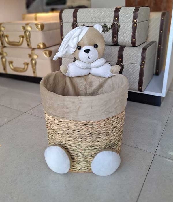 سبد حصیری خرسی فانتزی