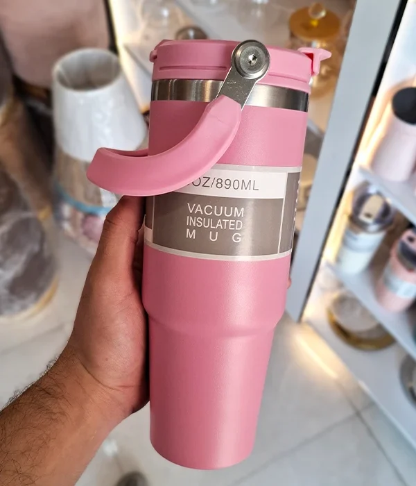 ماگ سفری استیل 0.89 لیتر صورتی