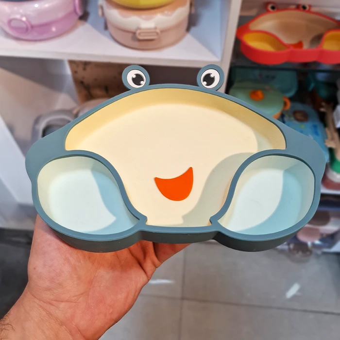 Crab design silicone baby food container ظرف غذای سیلیکونی کودک طرح خرچنگ