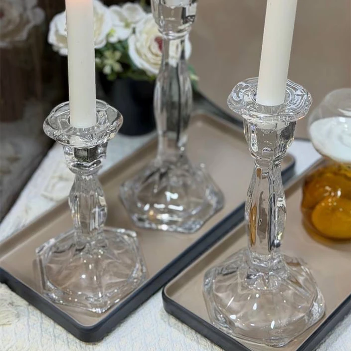جا شمعی کریستالی پایه‌دار