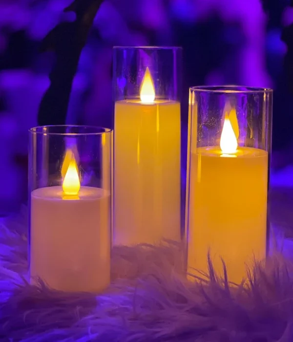 شمع LED باتری‌خور داخل استوانه شیشه‌ای